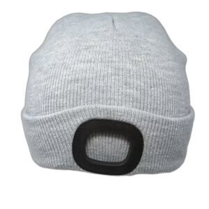 Night Scope Beanie Hat Gray Black One Size Headlamp Mount Acrylic Knit Cuffed